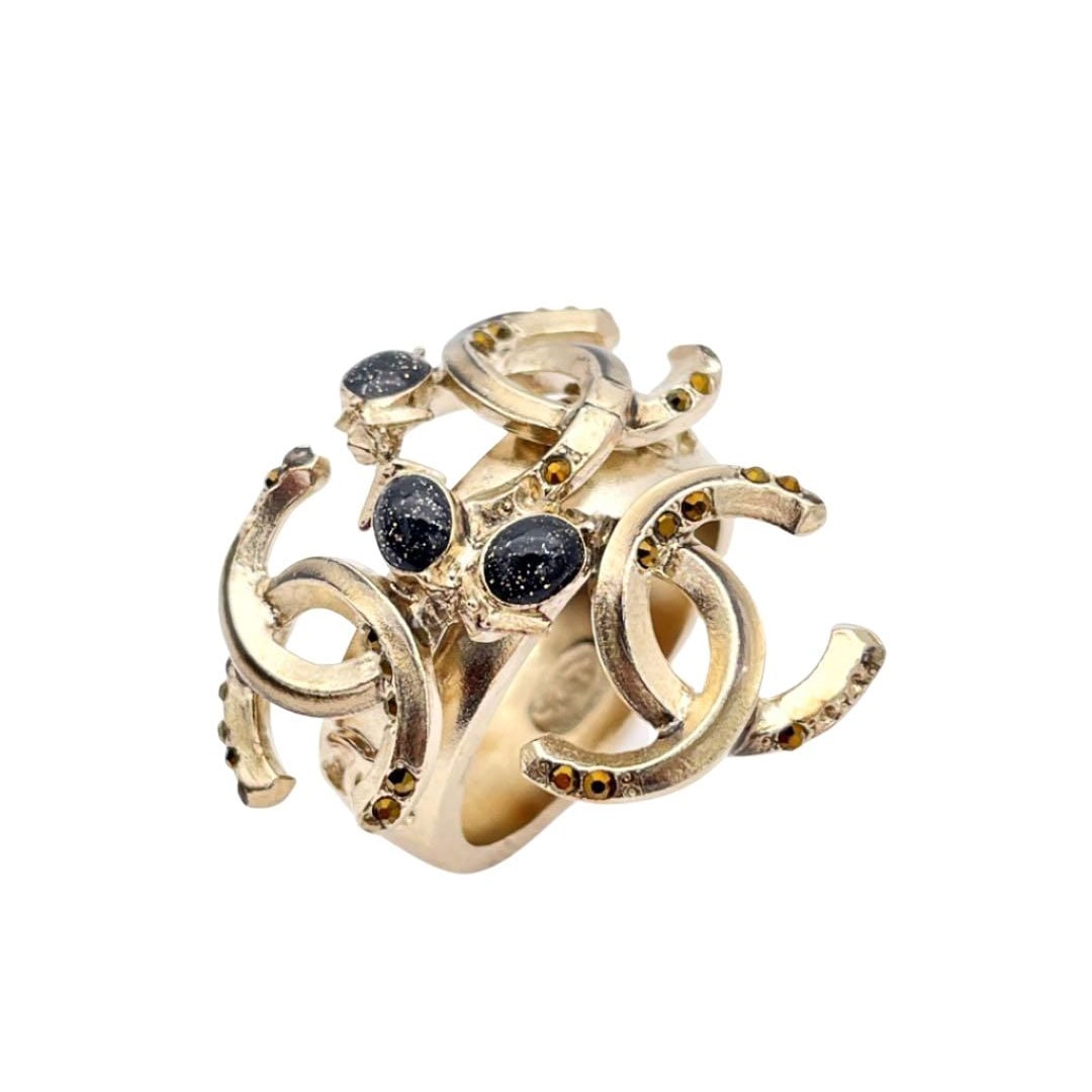 CHANEL シャネル リング 指輪 トリプルココマーク ブラックストーン