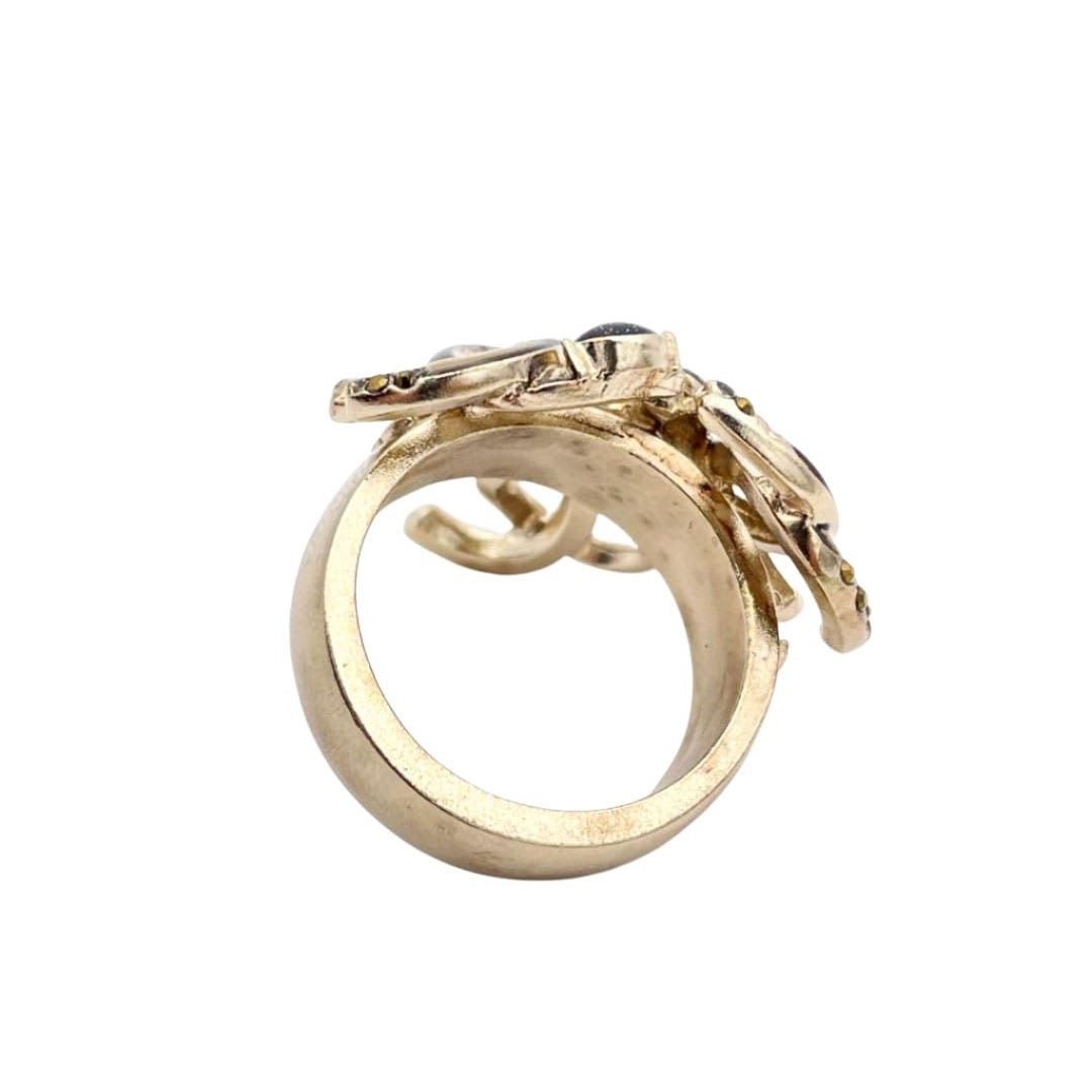 CHANEL シャネル リング 指輪 トリプルココマーク ブラックストーン