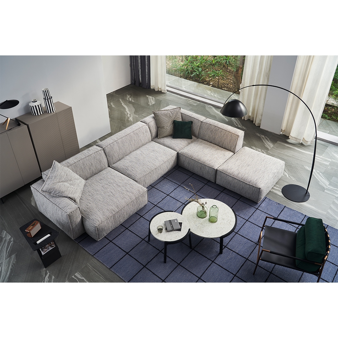 幅369cm】OLIVIA （オリビア）コーナーソファ コの字型【向左シェーズ