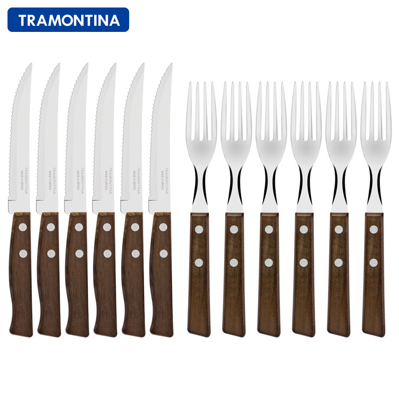 トラディショナル ステーキナイフ＆フォーク12点セット シュラスコ