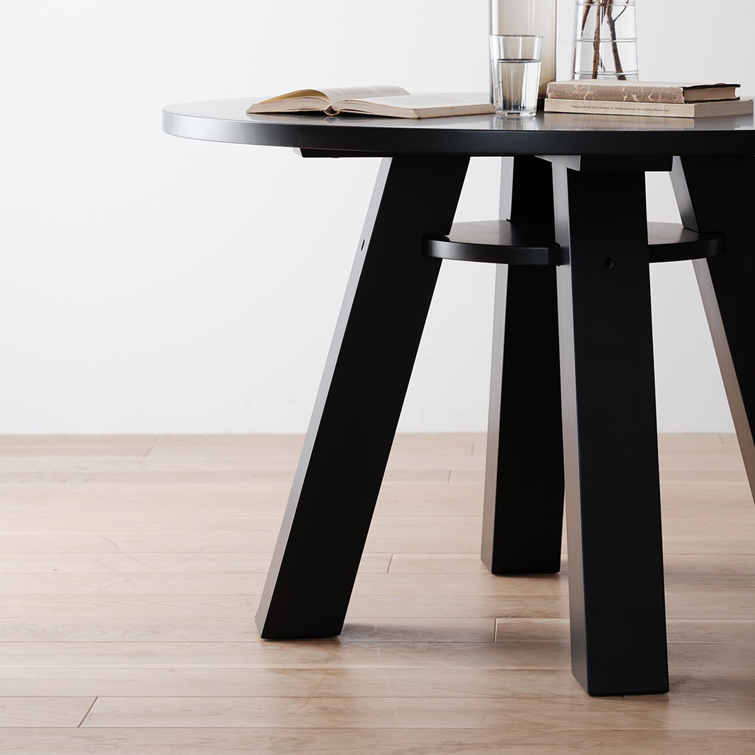 サークル ダイニングテーブル 112 ブラック PURO ｜source公式