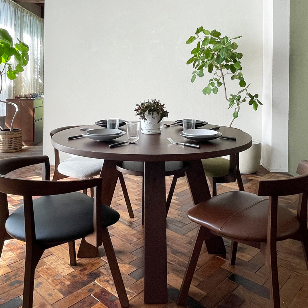 サークル ダイニングテーブル 112 ブラウン PURO ｜source公式