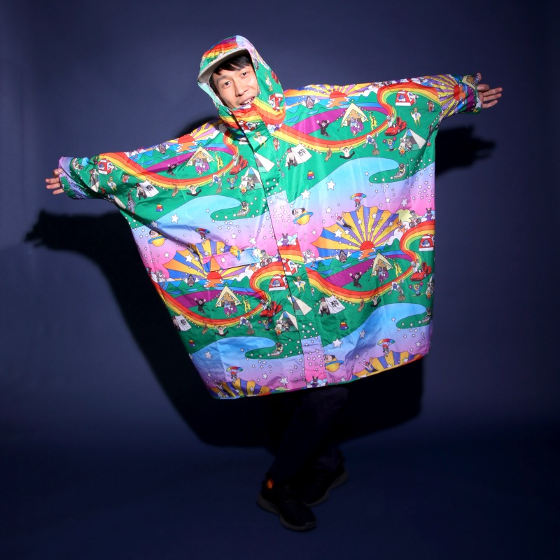 丘キャンパーズxkiu］夢の村レインポンチョ | ALL ITEMS,COLLABO ITEMS