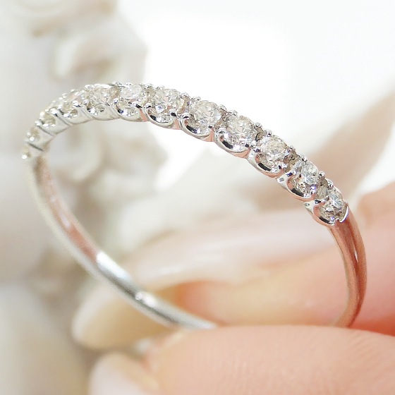 大特価】【K10/K18】 YG/PG/WG ダイヤモンド エタニティ リング【0.20ct】