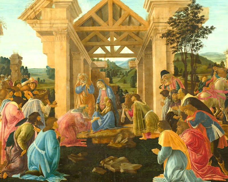 ポッティチェリ 東方三博士の礼拝 ジクレーキャンバス複製画 額装品