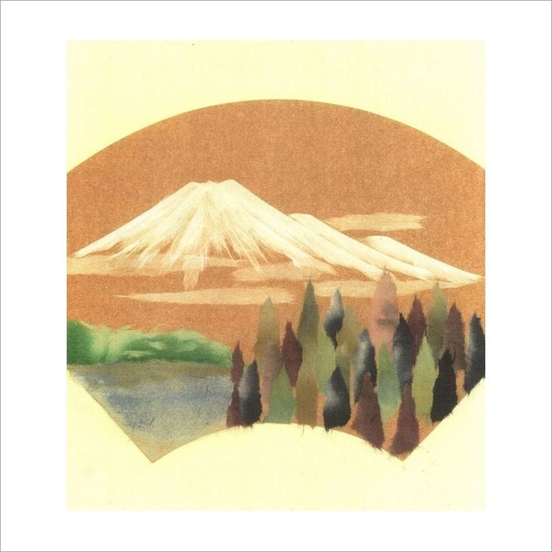 和紙のちぎり絵キット 花鳥風月 冬-No.204 雪・竹・雀 F3サイズ