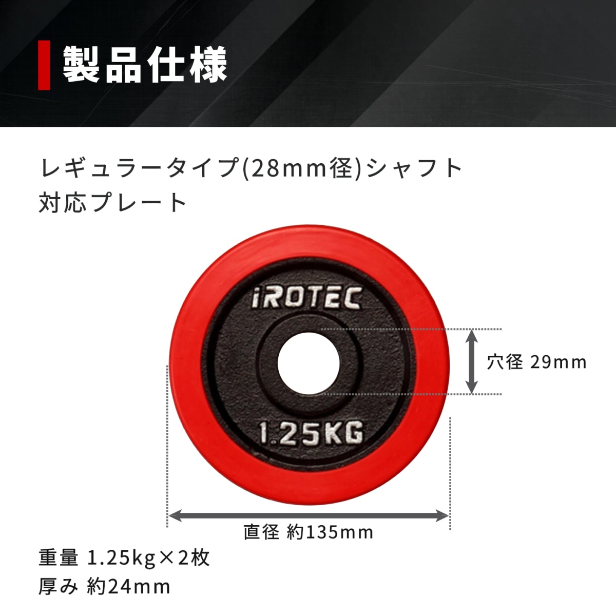 ラバー プレート 1.25KG【2枚】/IROTEC（アイロテック）
