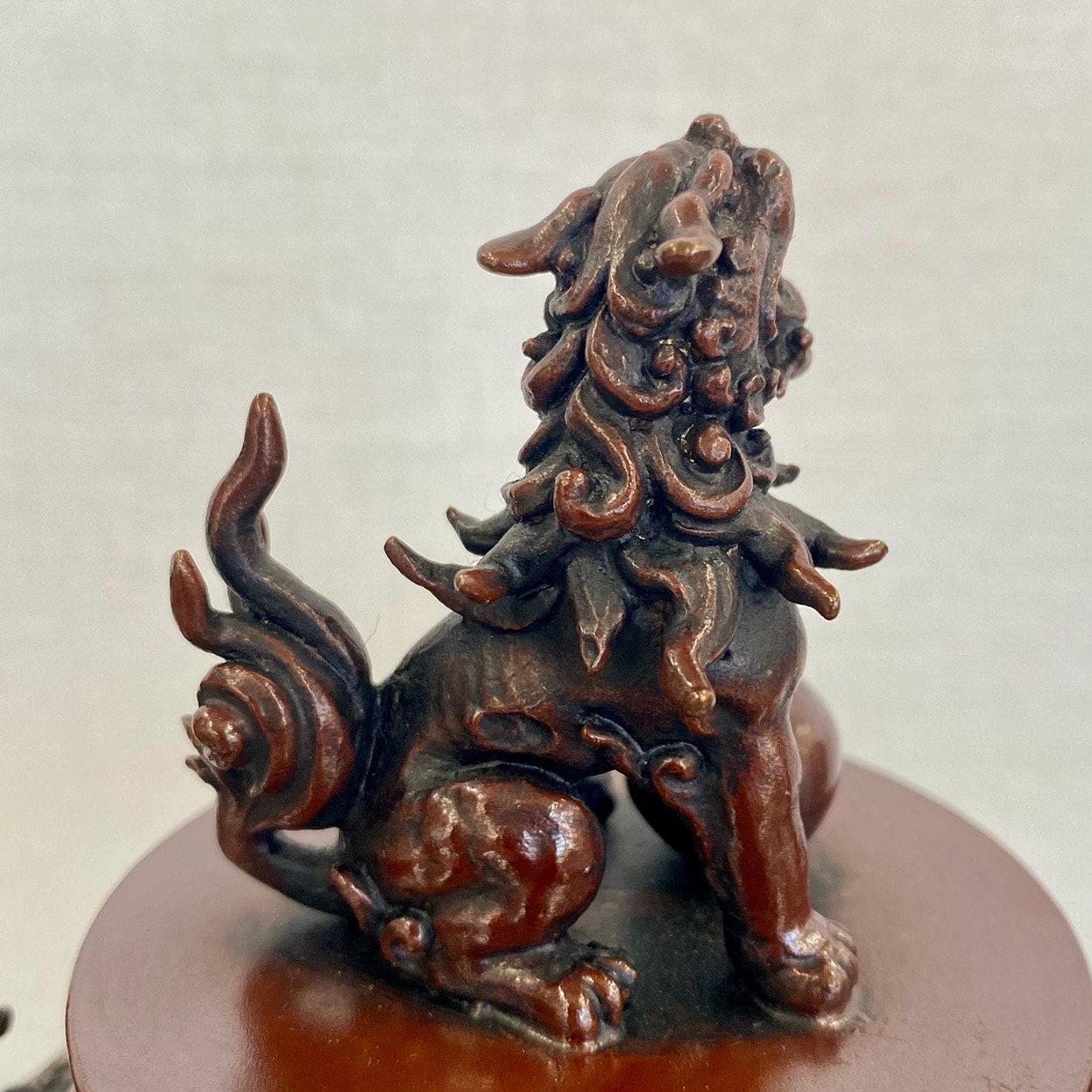 高岡銅器 青銅製香炉 長足菖蒲獅子蓋