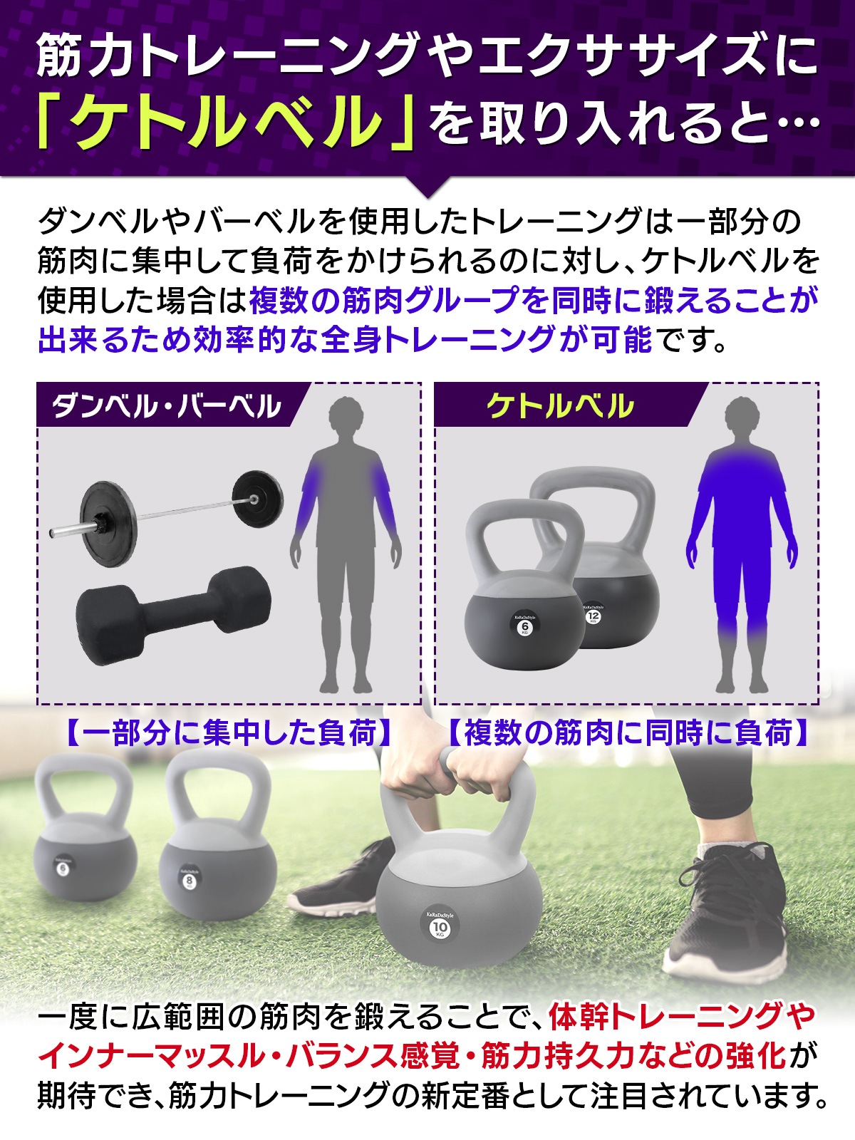 ケトルベル ソフトタイプ 12kg ワイドハンドル 握りやすいグリップ