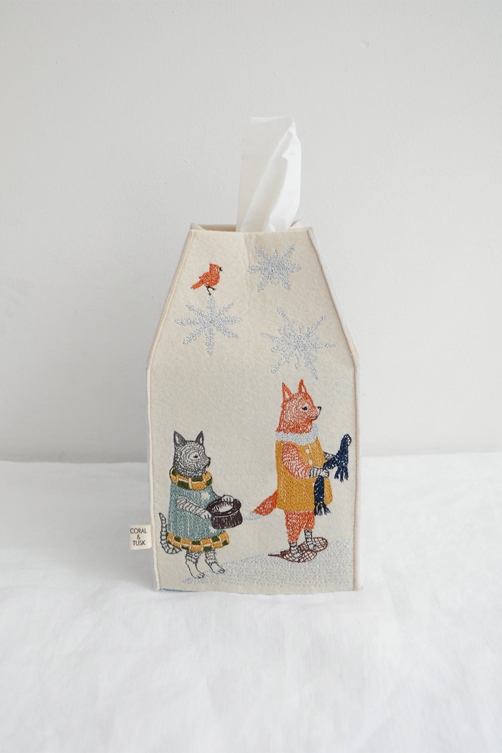 Coral & Tusk、コーラル＆タスク、ティッシュボックスカバー、リネン、刺繍