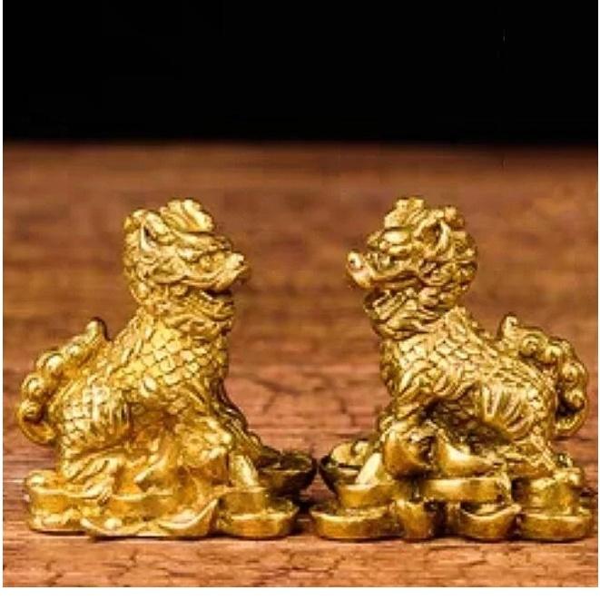 富貴坊』【開光】純銅招財元寶麒麟一對，麒麟，招財，辟邪，鎮宅，財富