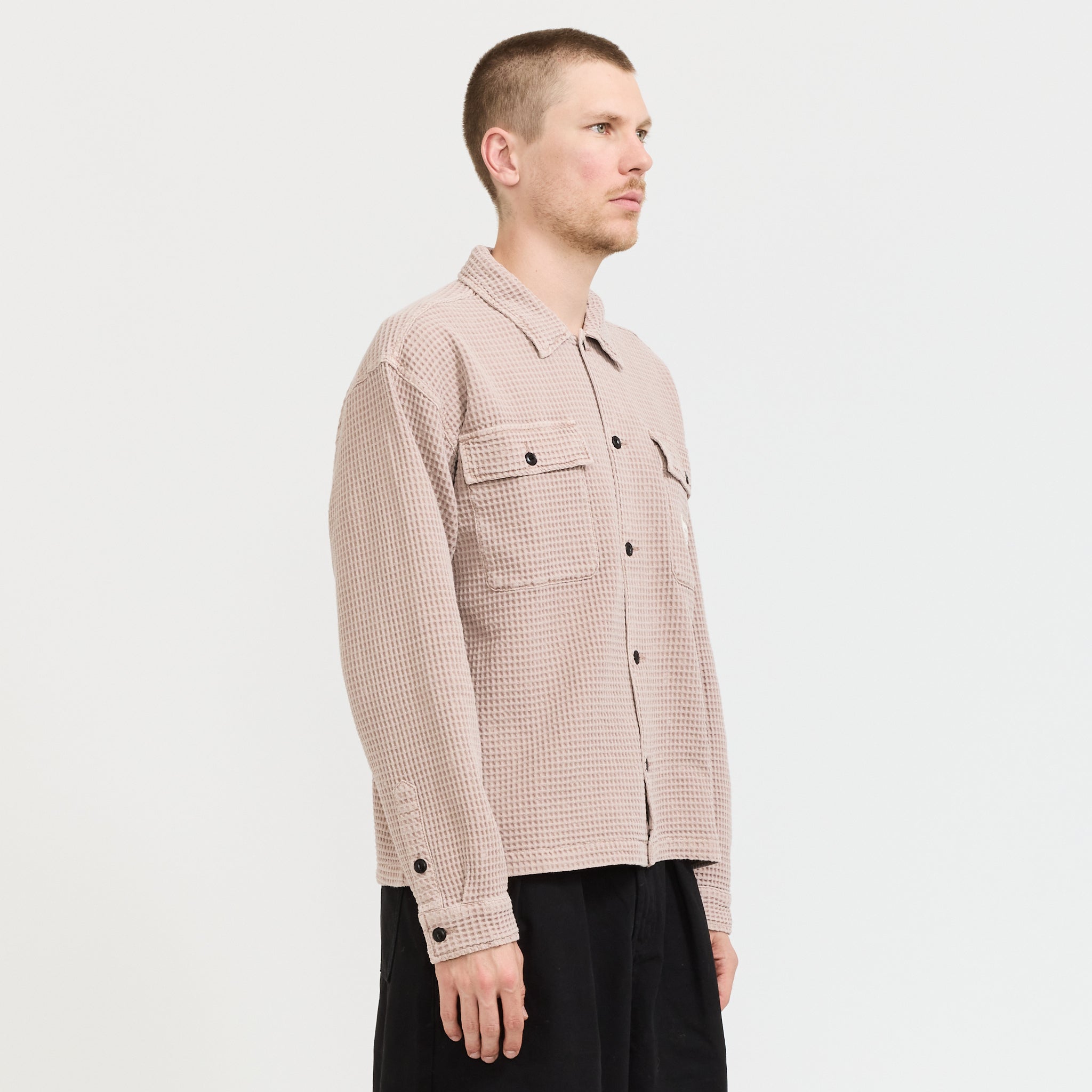 Brain Dead Waffle Button Front Shirt Sand | Maplestore