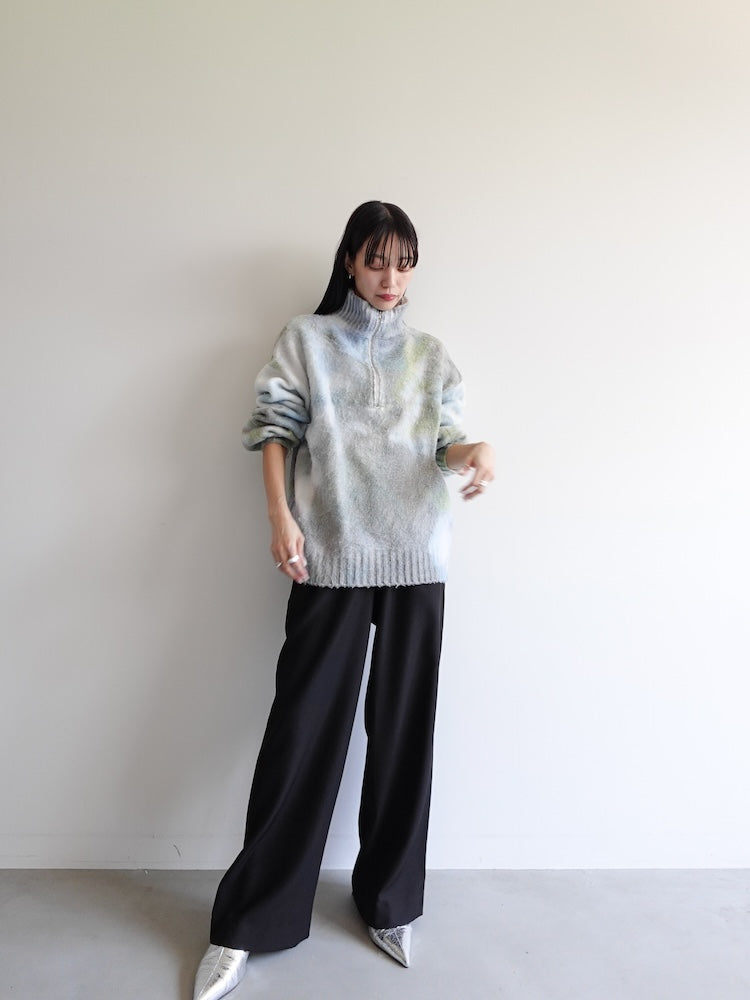 Flower Print Half Zip Knit｜真冬もあったかい ハーフジップニット