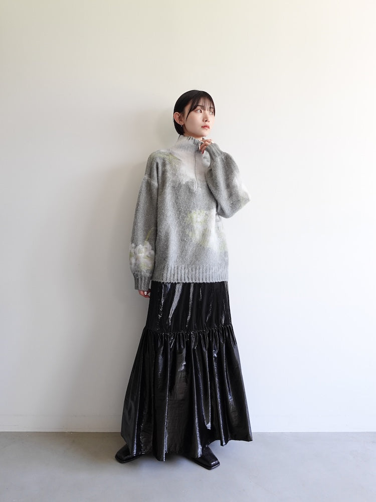 Flower Print Half Zip Knit｜真冬もあったかい ハーフジップニット