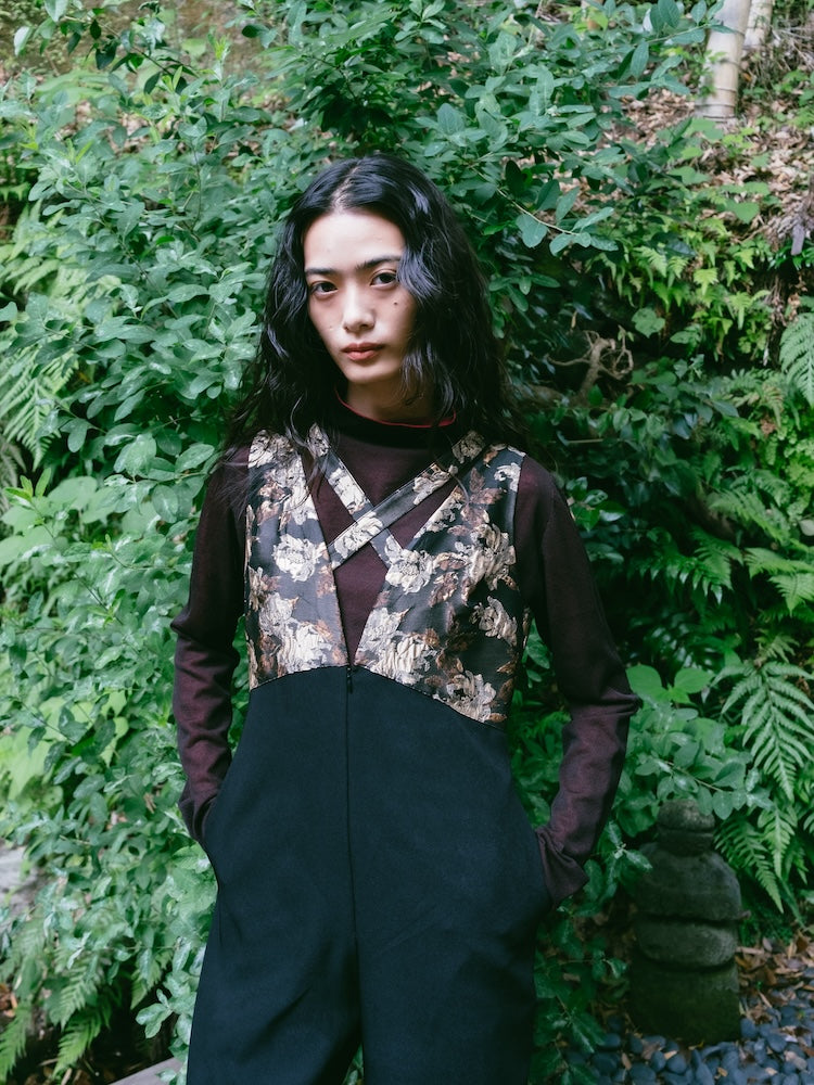 Cross Neck Jacquard Jumpsuits｜結婚式やお呼ばれに｜ジャガード