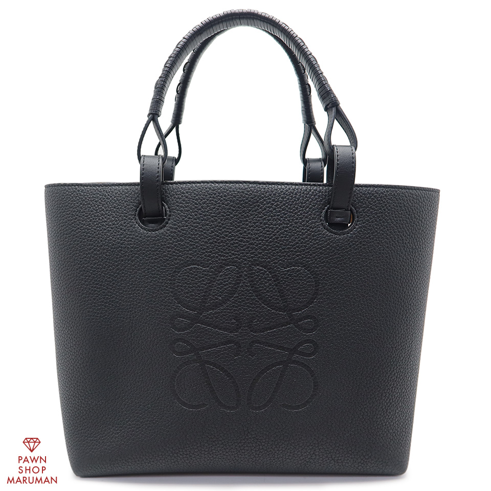 ロエベ アナグラムトート スモール A717S72X03 カーフ ブラック 【中古