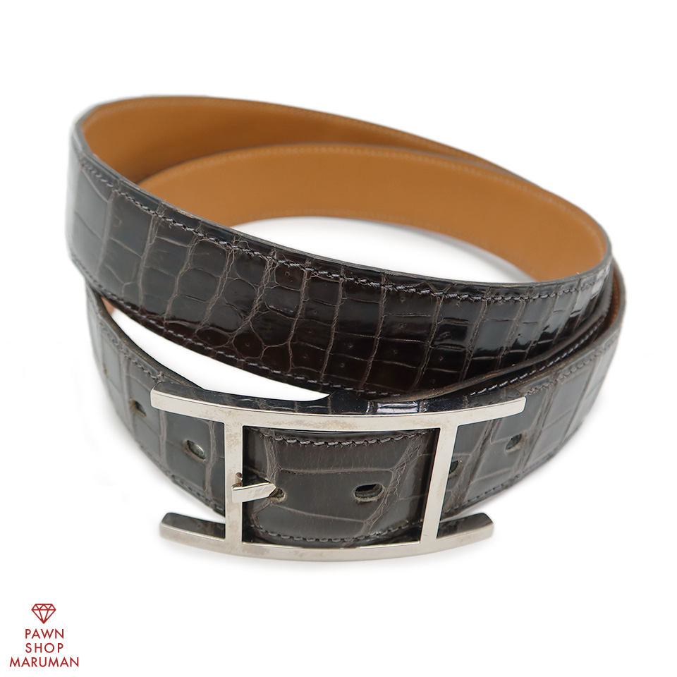 HERMES エルメス アピ ベルト [L]刻印 105cm ポロサス ブラウン系