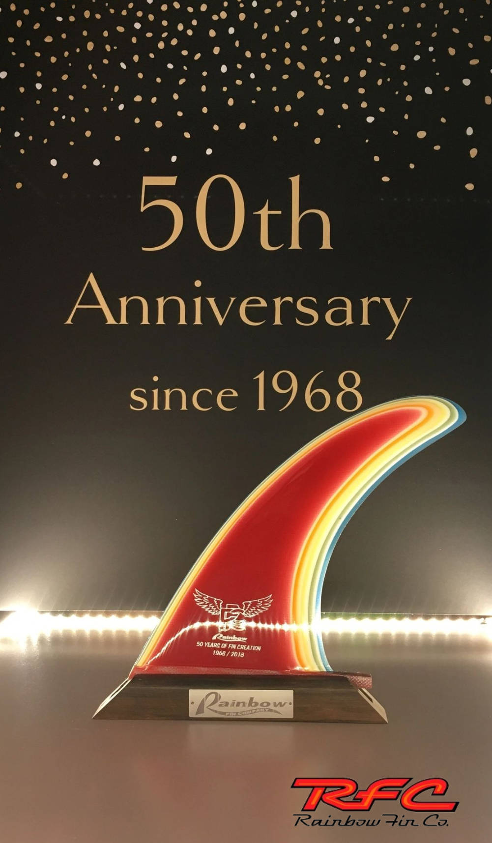 ロングボードフィン Rainbow fin Pork Chop 10.0 SG Stained Glass