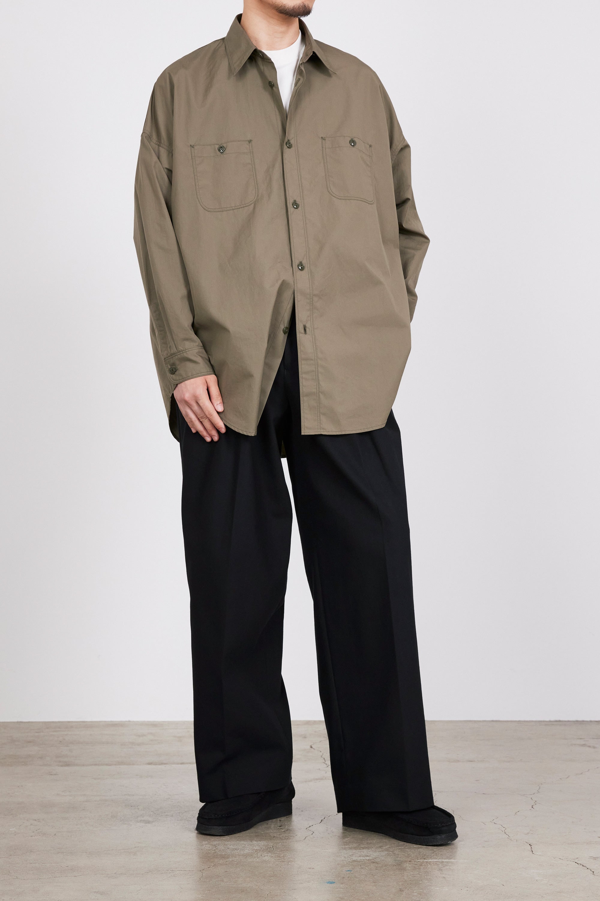 120/2オールウェザークロス / ロングテントシャツ, Sage Green – MARKAWARE