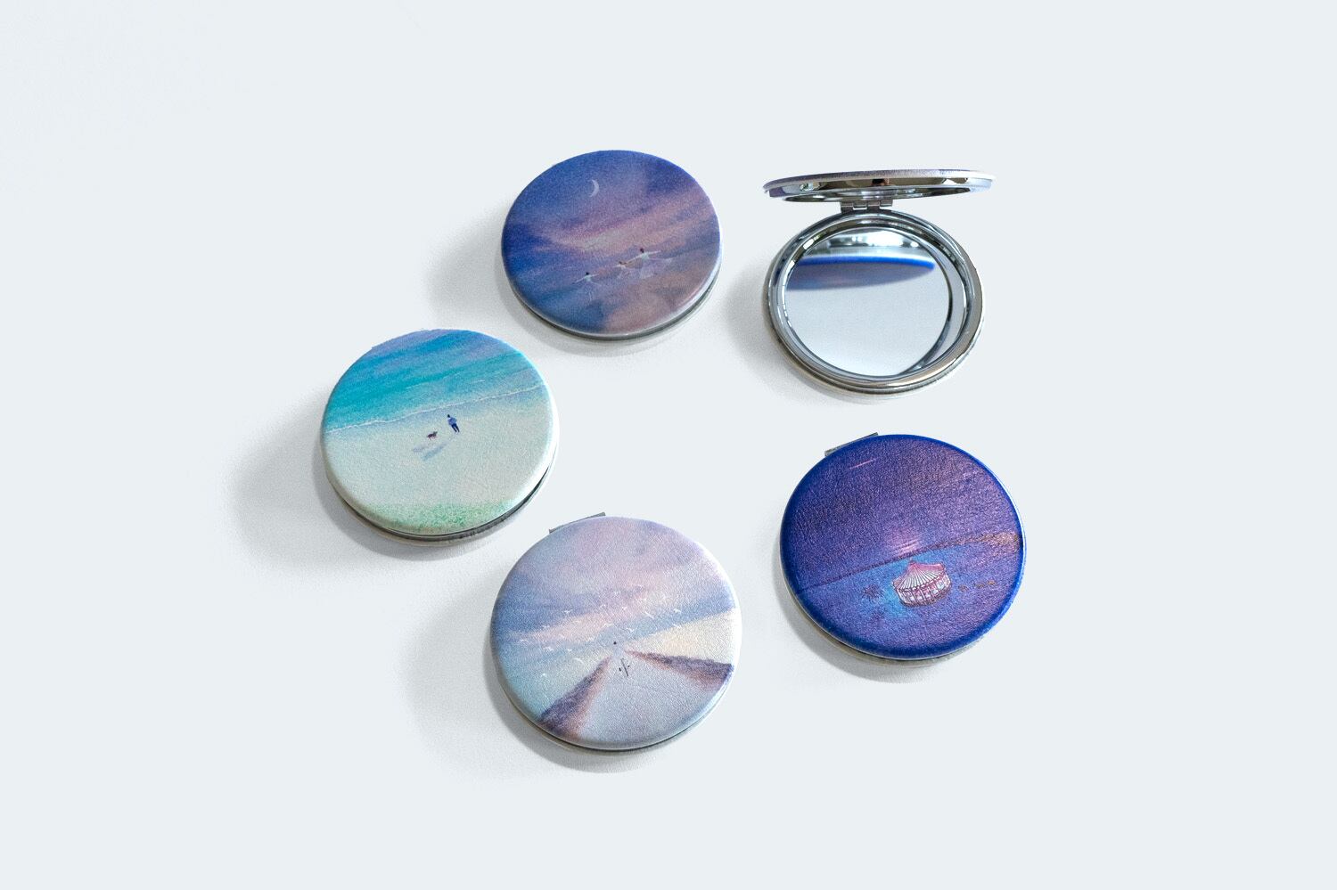 景色を描いた、コンパクトミラー – 宙フェス夜市