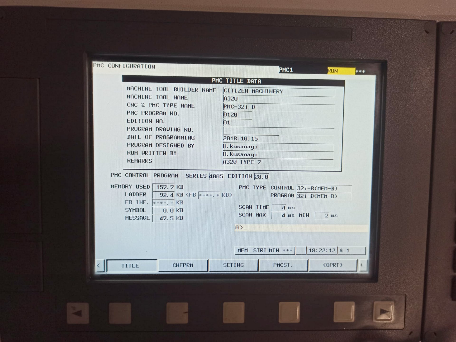 CITIZEN A20-3F7 sliding head lathe