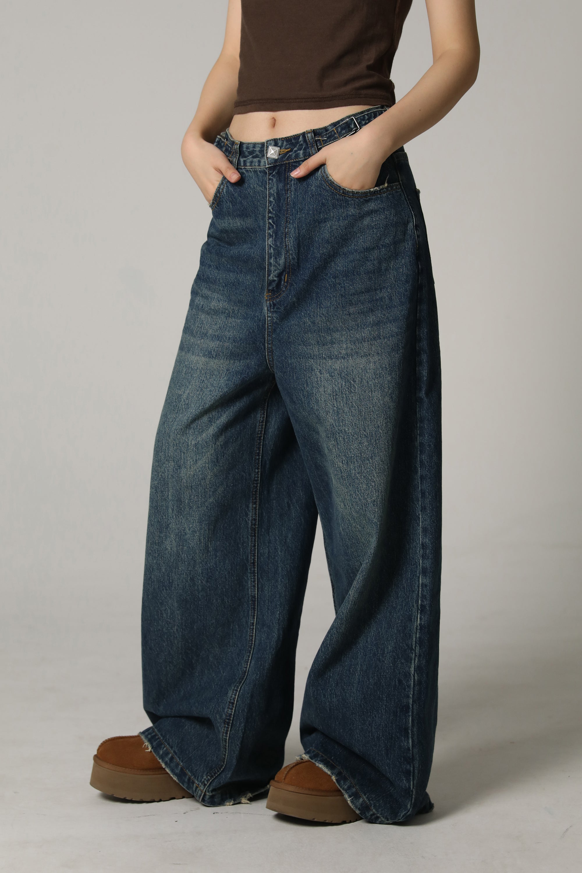 サイドベルト ワイドフレアデニムパンツ NZK6069【MASONPRINCE