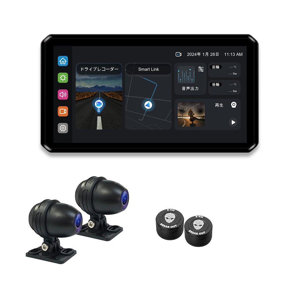 ディスプレイオーディオ搭載の6.1インチバイク用スマートモトミラー M2