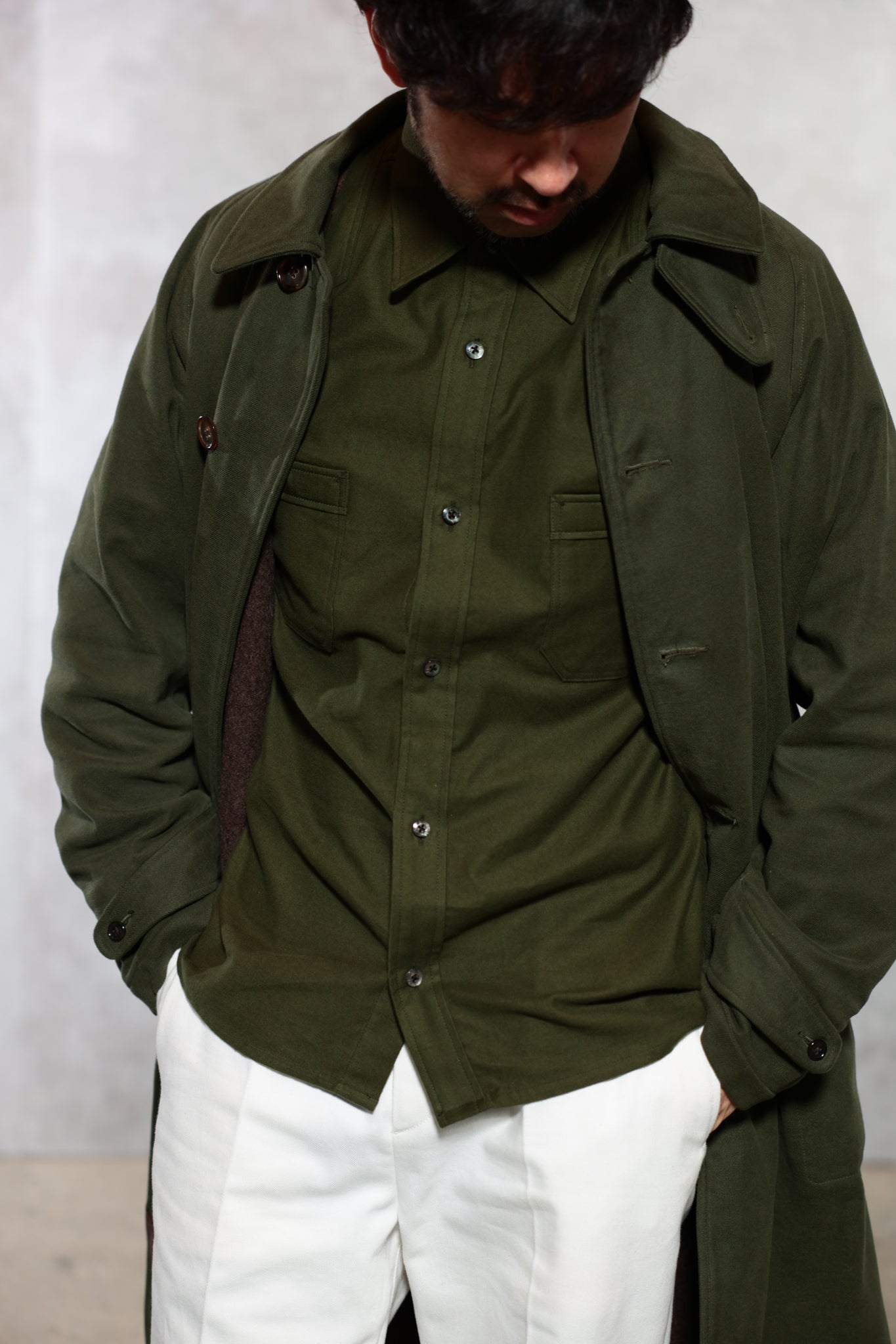 ACV-SH01LM PADDED LIGHT MOLESKIN SHIRT - ARMY GREEN – May club