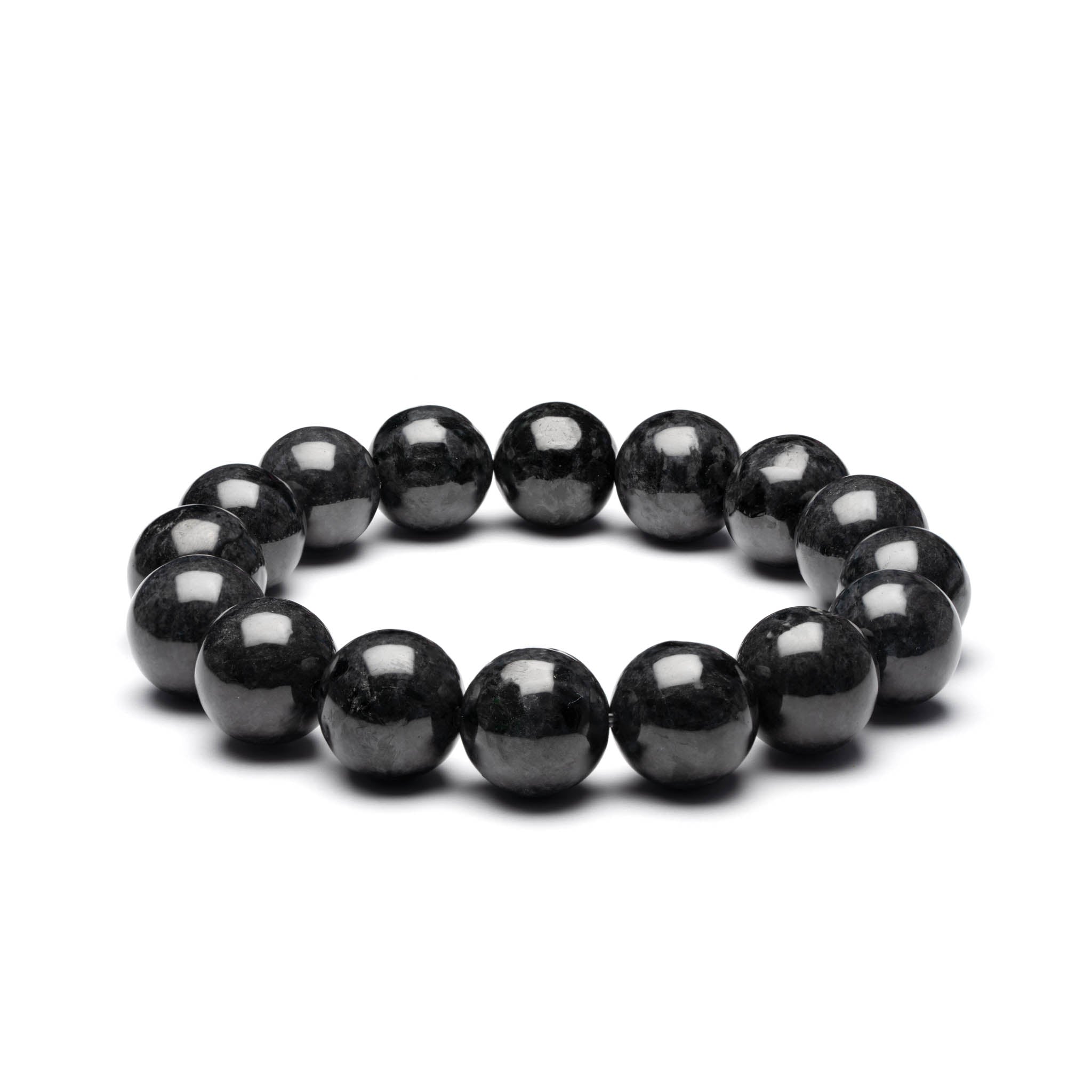 Mens Black Jadeite Jade Bead Bracelet - 13mm– MAYS GEMS