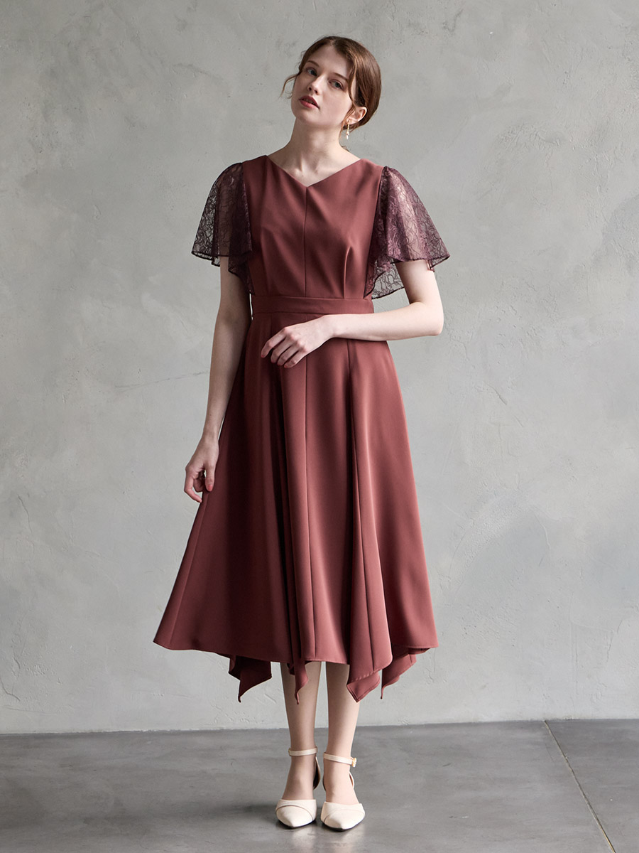 イレギュラーヘム・ミモレ丈ドレス｜パーティードレスの通販AIMER