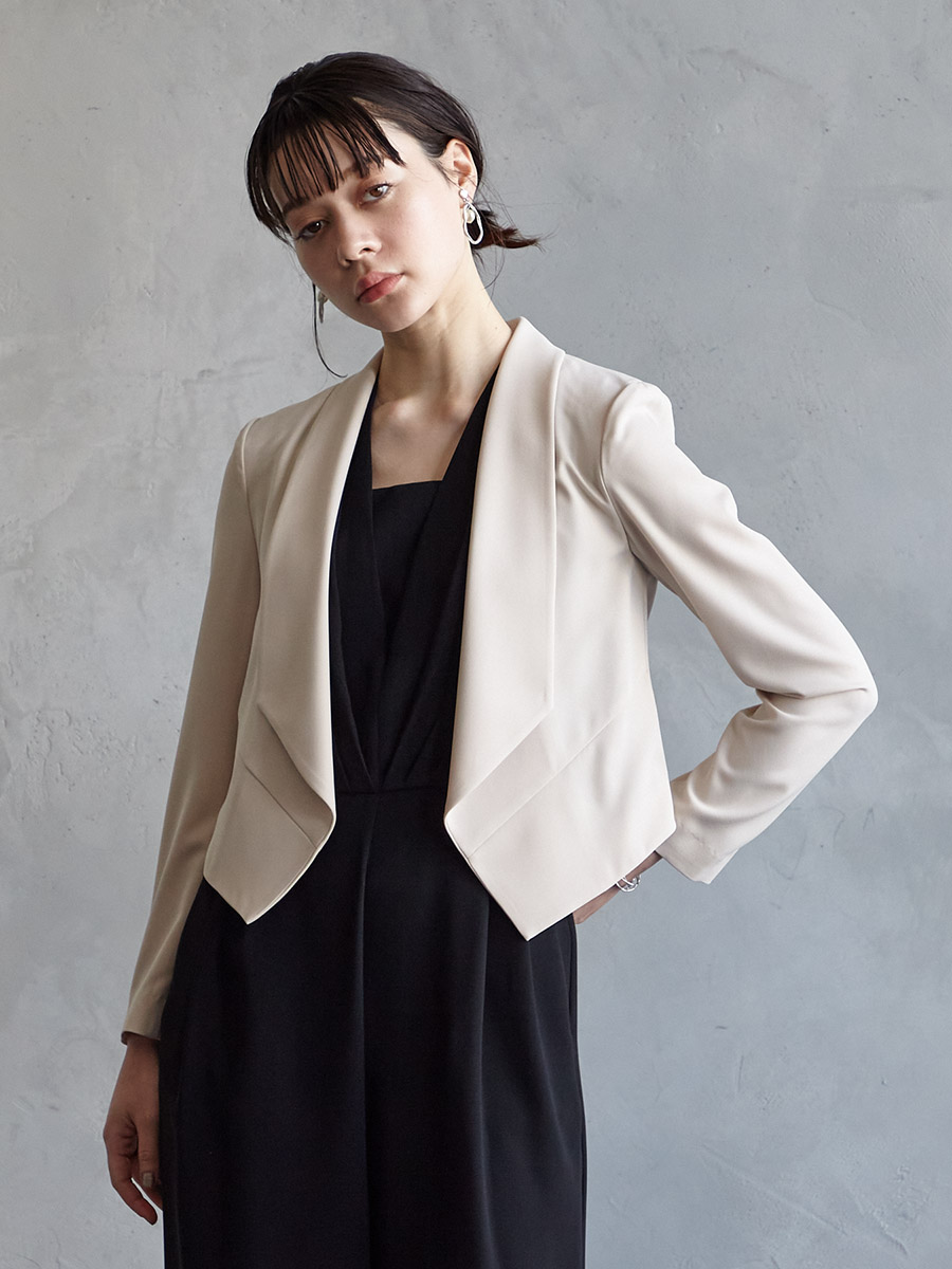 試着キャンペーン対象】ショールカラージャケット(M ブラック): AIMER