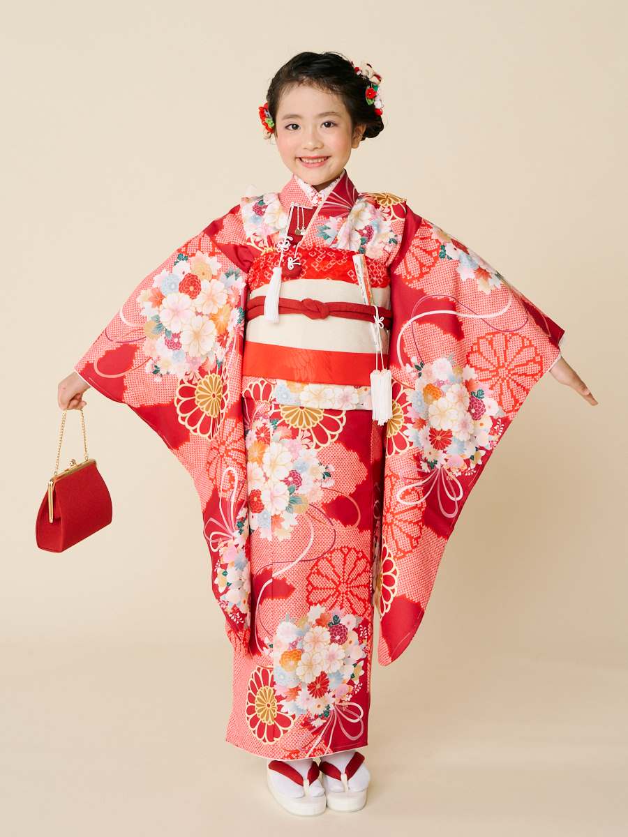 ラスト1点】【 七五三 7才 フルセット 】 くす玉(FREE レッド): ふりふ