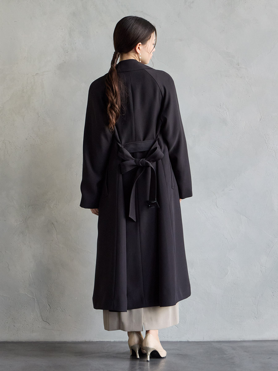 ストレッチダブルクロスラップトレンチコート(M チャコールグレー