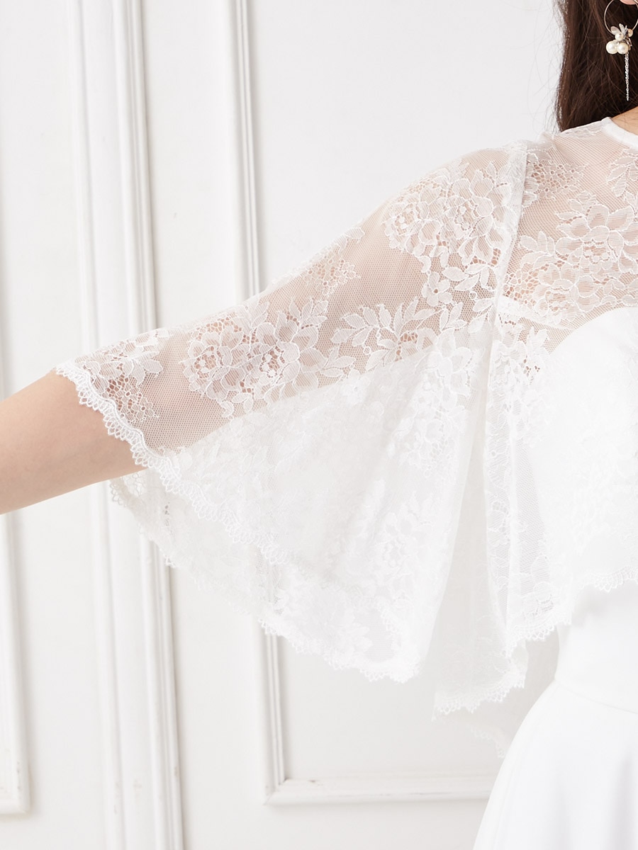 レースケープ付き2WAYホワイトドレス(M オフホワイト): AIMER | エメ