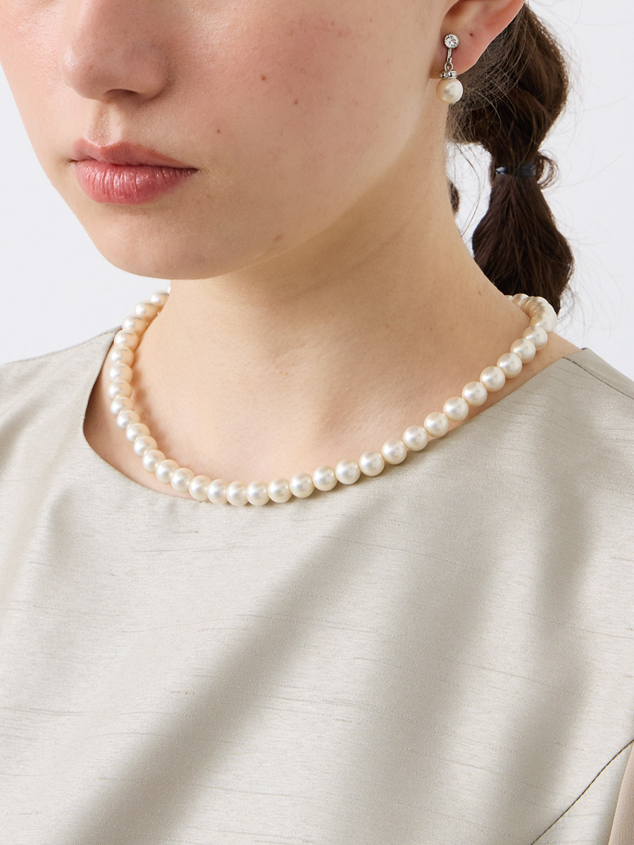 喪服・礼服用】【WEB限定】貝パールネックレス 2種類イヤリングセット