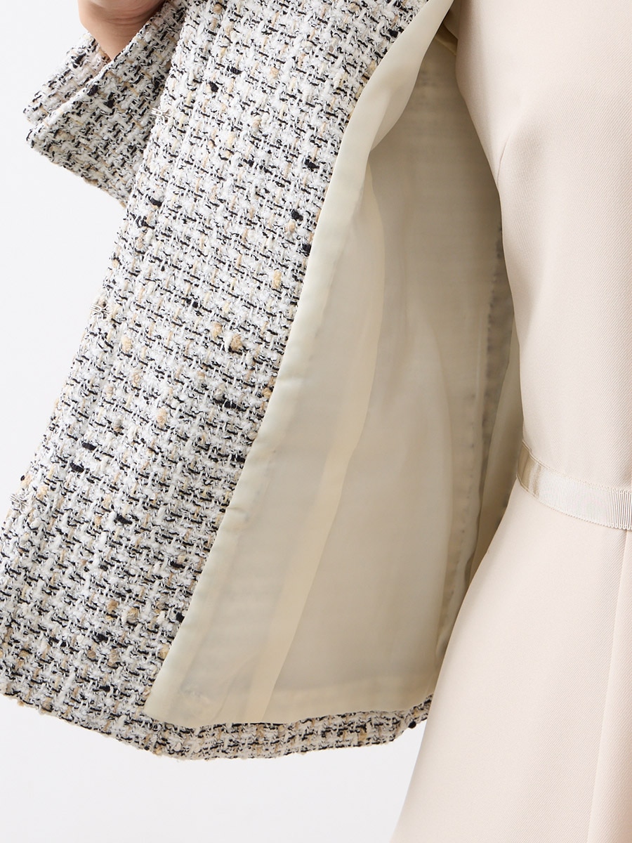 ミックスツイードノーカラージャケット(M ベージュ): AIMER | エメ