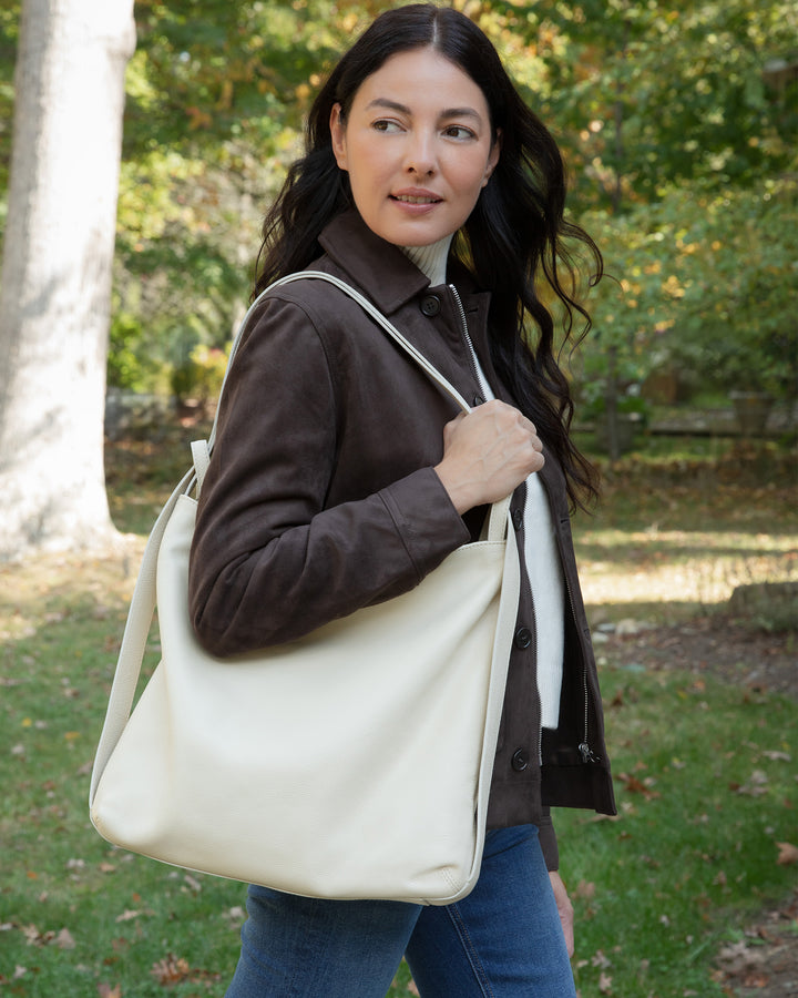The Laura Convertible Backpack - Ecru - Leather - M.Gemi
