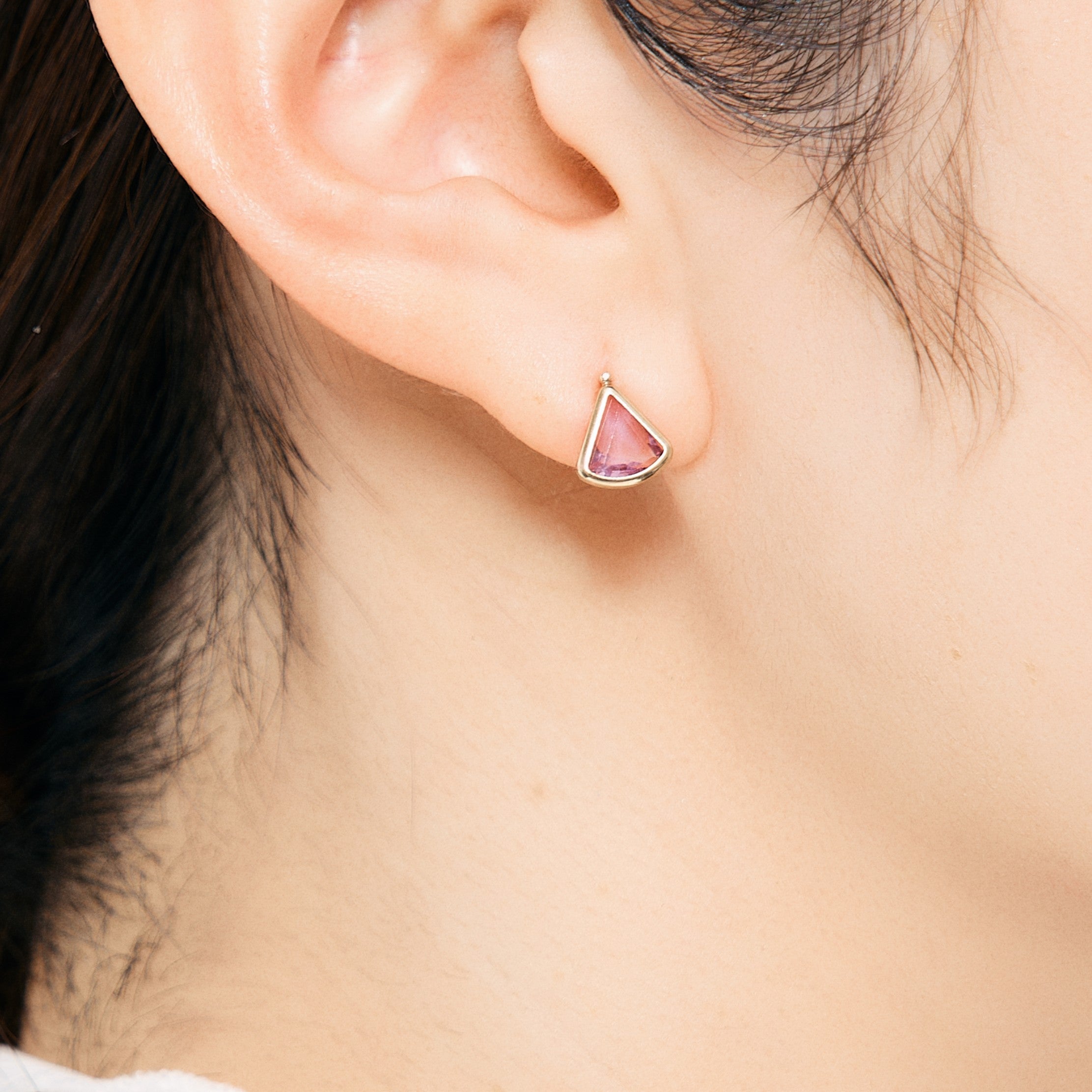 K10 青海波 スタッドピアス①（ピンクアメジスト）- me.（エムイードット）