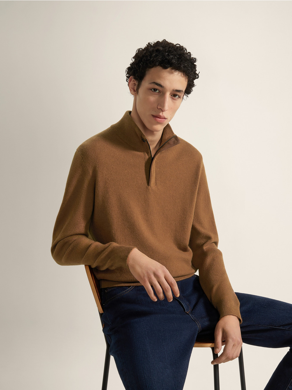 Foliage Oasi Cashmere Zip Mock Neck Sweater | ZEGNA | Saudi Arabia