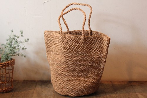 かご・バスケット・雑貨 - menui | ラフィアかぎ編みバッグ2段 丸底 紅茶