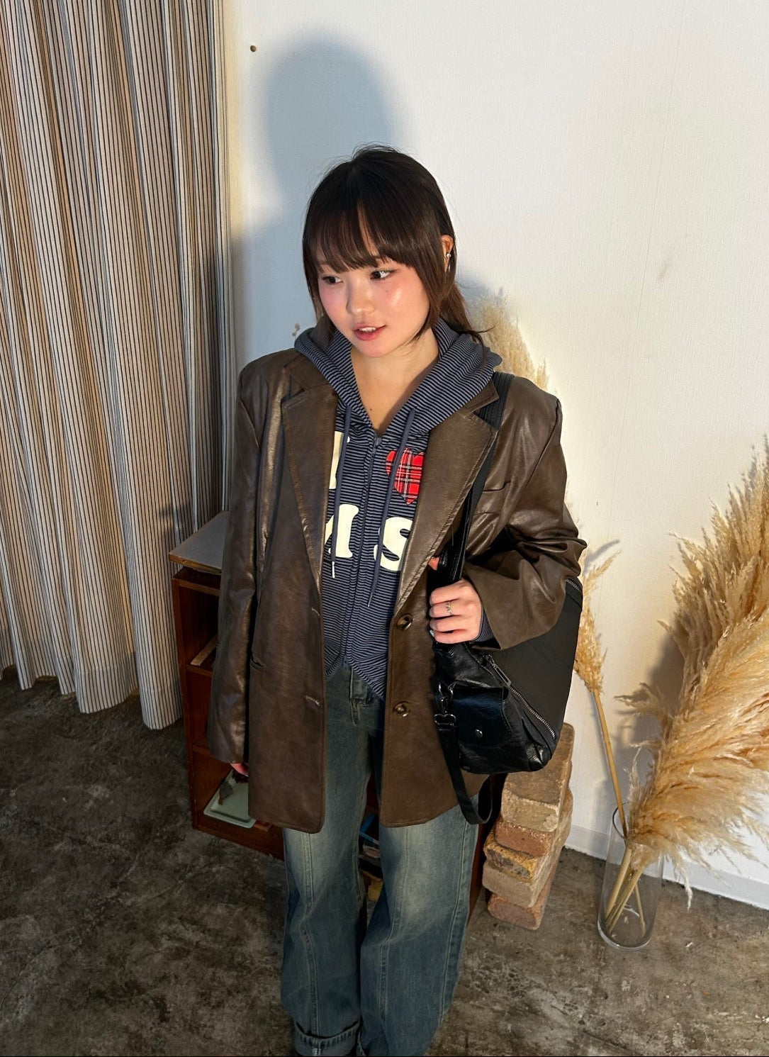 ヴィンテージブラウンレザージャケット – Meari cheek