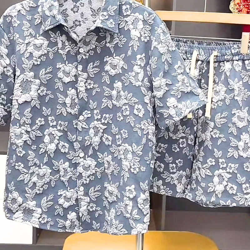 30代メンズ必見】立体花柄ジャカードセットアップ｜夏の抜け感と高見え