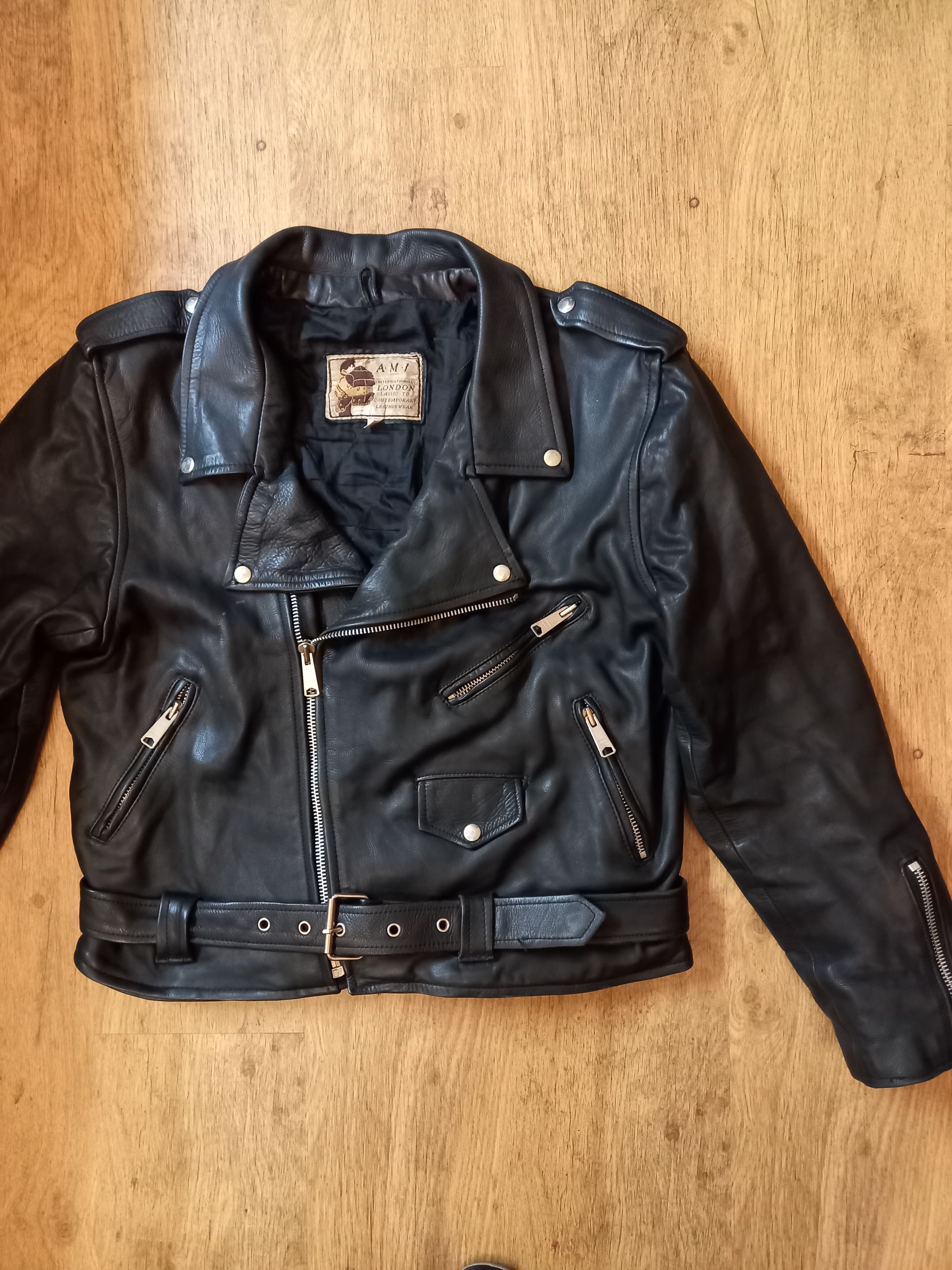 Vintage VINTAGE 80's AMI LONDON LEATHER MOTORCYCLE JACKET | Grailed