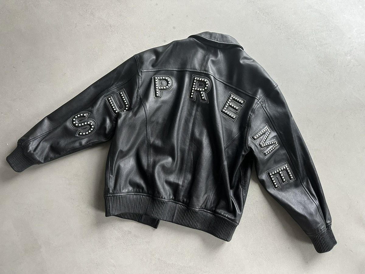 Supreme studded arc logo leather jacket