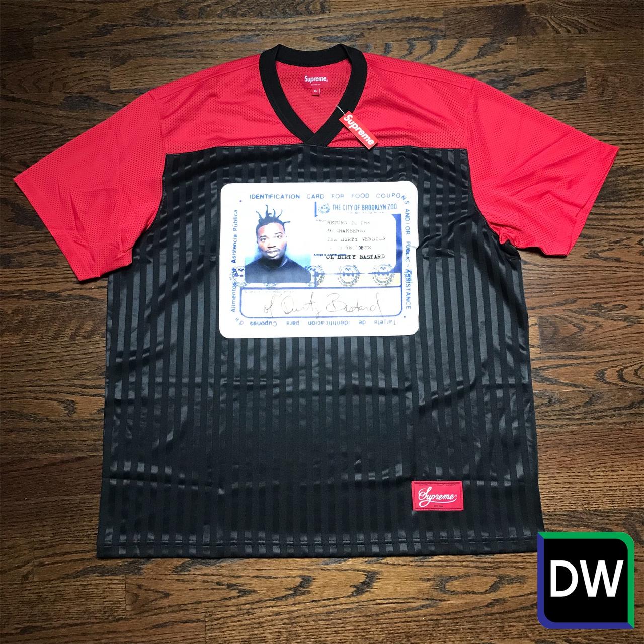 Supreme Old Dirty Bastard (ODB) Red and Black Jersey | Depop