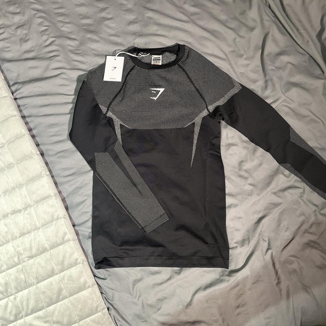brand new gymshark v5 ONYX long sleeve in black/grey | Depop