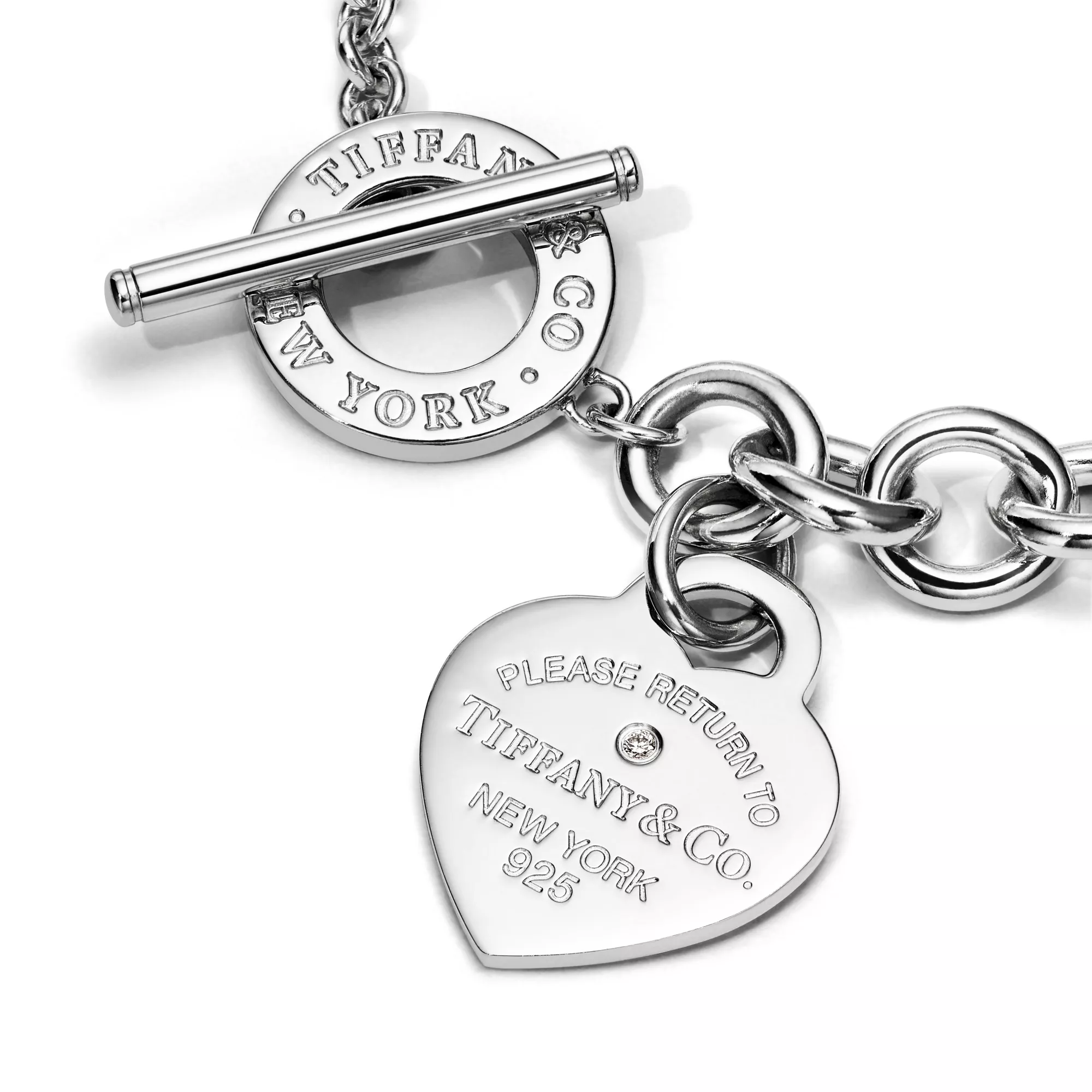 Return to Tiffany®:Heart Tag Bracelet in Silver with a Diamond