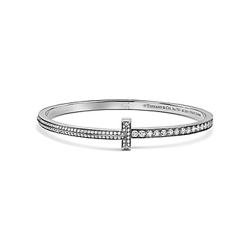 ティファニー T T ワン ナロー パヴェ ダイヤモンド ヒンジ バングル