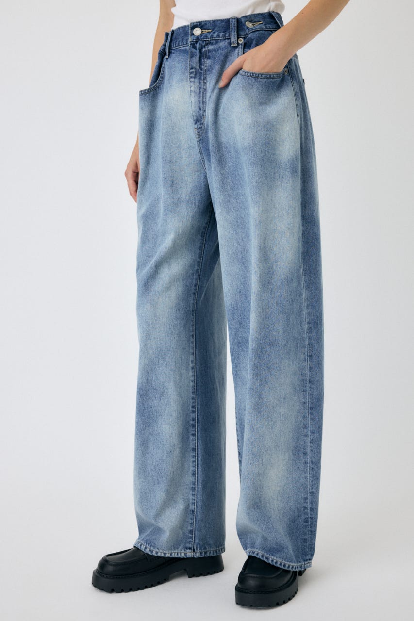 MOUSSY | TUCKED WAIST LOOSE ストレートデニム (ワイド ) |SHEL'TTER