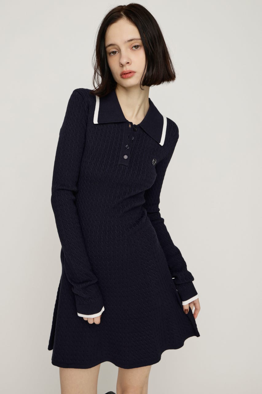 SLY | COLLARED CABLE KNIT ショートワンピース (ワンピース(ミニ